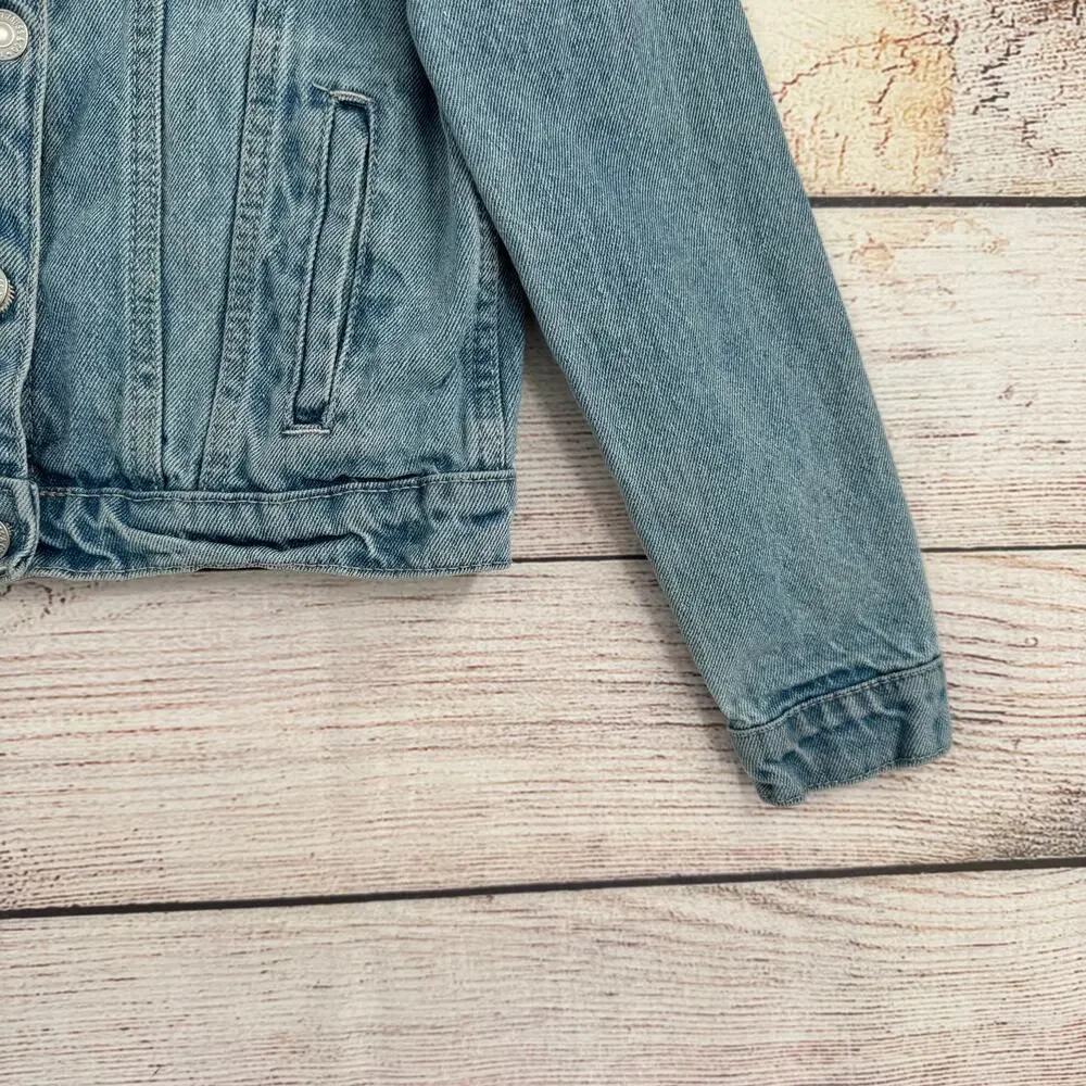 Levi's Denim Trucker Jean Jacket Youth Girl's Small 8/10 Blue Medium‎ Wash